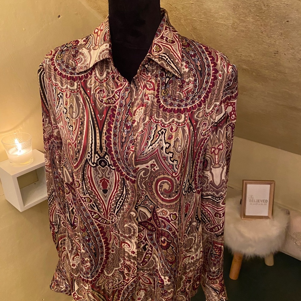 Fall colors! Paisley blouse by Jones New York! - Picture 3 of 4